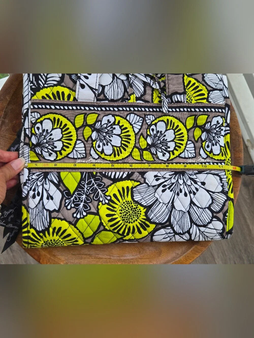 Vera Bradley Yellow White and Black Floral Quilted Cosmetic Case